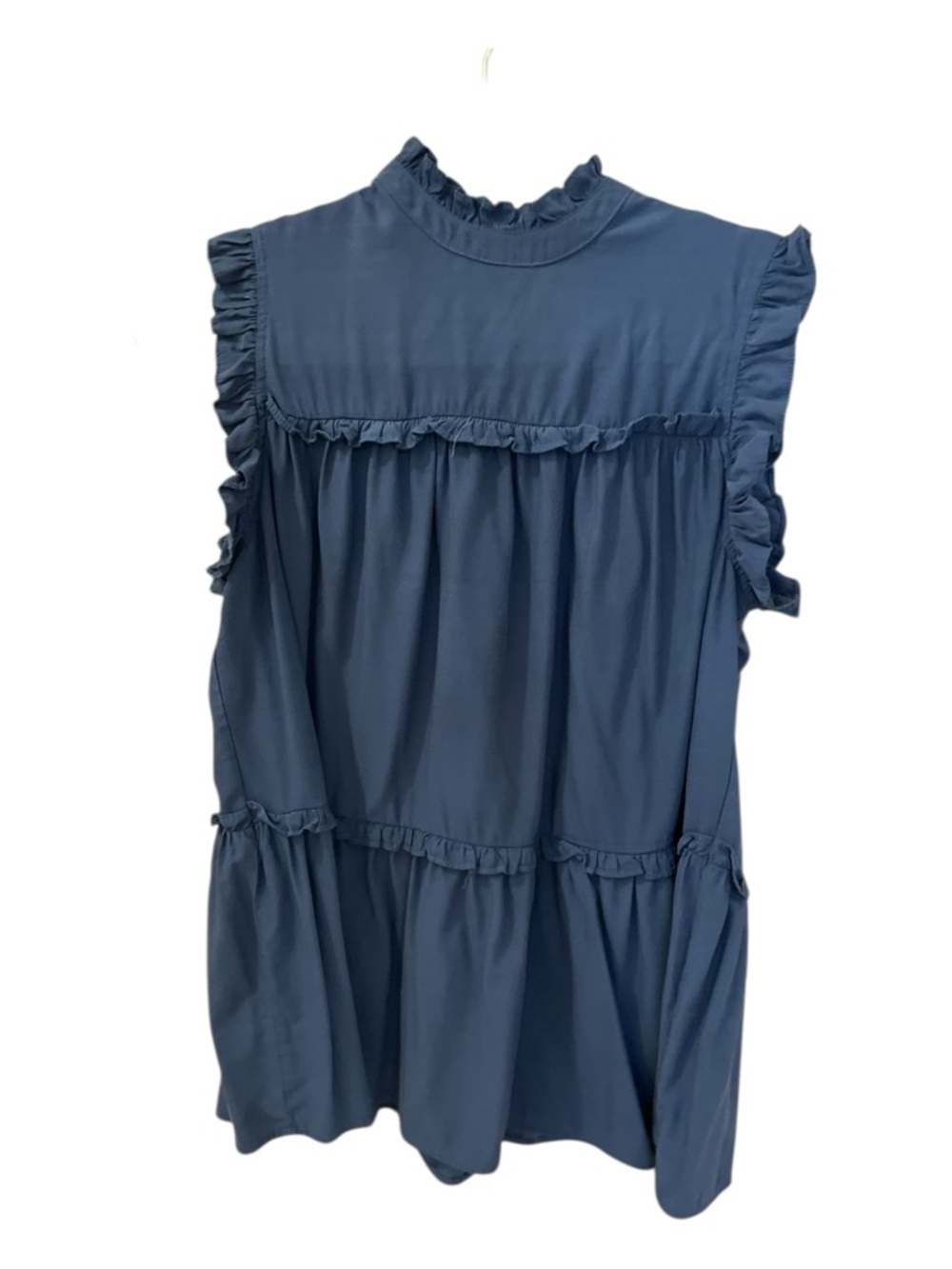 Pinch Navy Ruffled Tiered Sleeveless Top Bohemian Casual Flowy